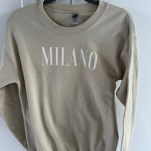 Milano Crewneck Sweatshirt Two-Toned Neutral Color Milan Italy Pullover Sweater